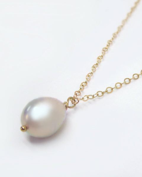 Freshwater Pearl Teardrop Necklace Rose Gold, Gold or Sterling Silver