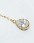 Cubic Zirconia Teardrop Necklace With Crystal Pendant