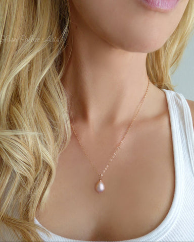 Champagne Pink Freshwater Pearl Necklace Rose Gold, Sterling Silver or Gold