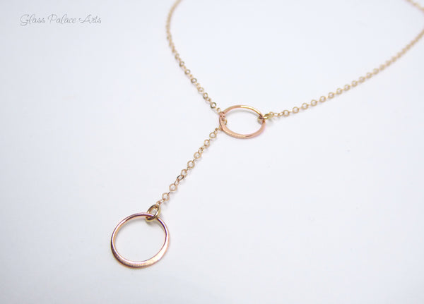 Rose Gold Circle Infinity Lariat Y Necklace For Women