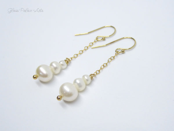 Genuine Freshwater Pearl Dangle Earrings - Sterling Silver, 14k Gold Fill or Rose Gold Fill