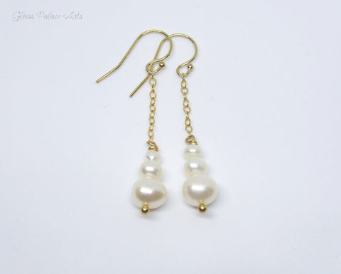 Genuine Freshwater Pearl Dangle Earrings - Sterling Silver, 14k Gold Fill or Rose Gold Fill