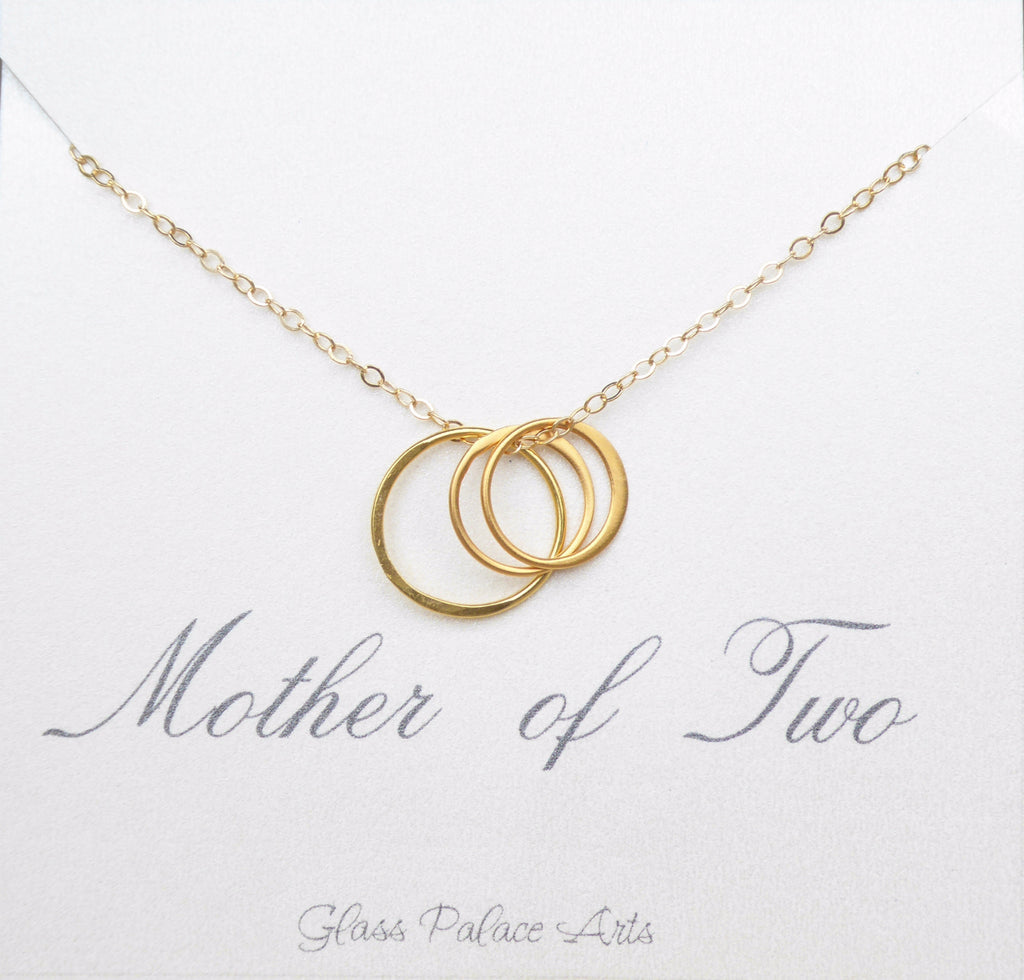Mother of Two Circle Necklace For Mom - Sterling Silver, Gold, Rose Gold