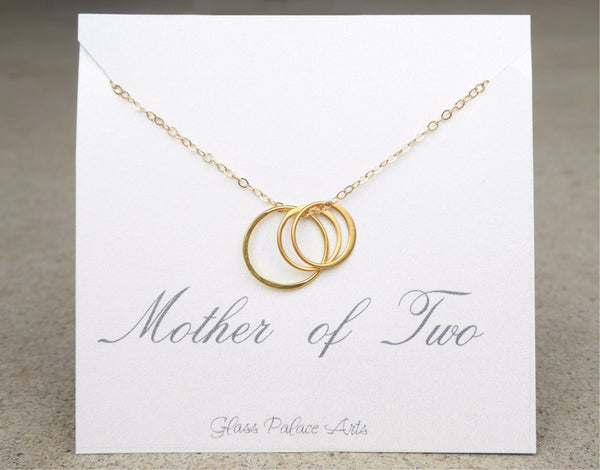 Mother of Two Circle Necklace For Mom - Sterling Silver, Gold, Rose Gold
