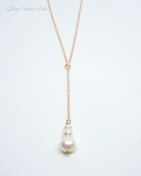 Freshwater Pearl Drop Necklace For Women - Pearl Pendant Lariat