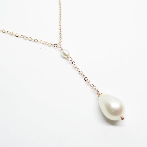 Freshwater Pearl Lariat Y Necklace - Sterling Silver, 14k Gold Fill or Rose Gold Fill