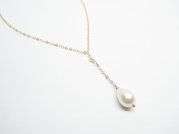 Freshwater Pearl Lariat Y Necklace - Sterling Silver, 14k Gold Fill or Rose Gold Fill