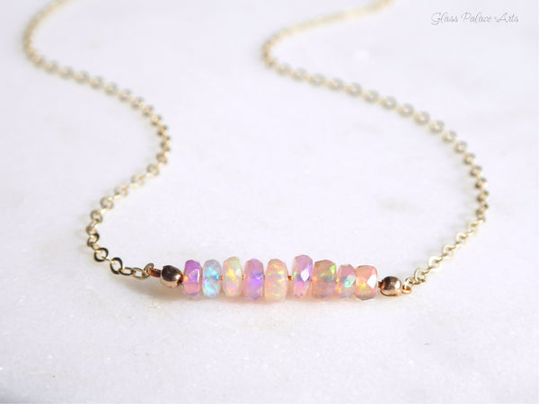 Genuine Pink Ethiopian Opal Necklace - October Birthstone Jewelry