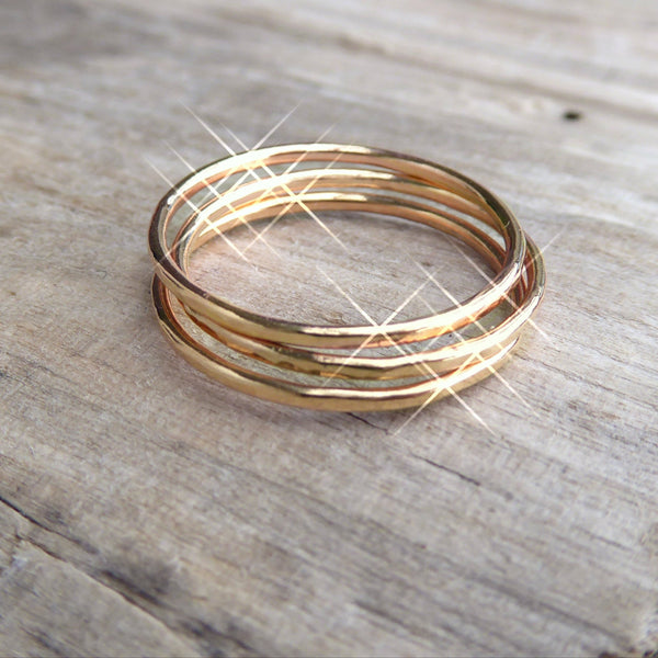 Gold Hammered Stackable Rings for Women