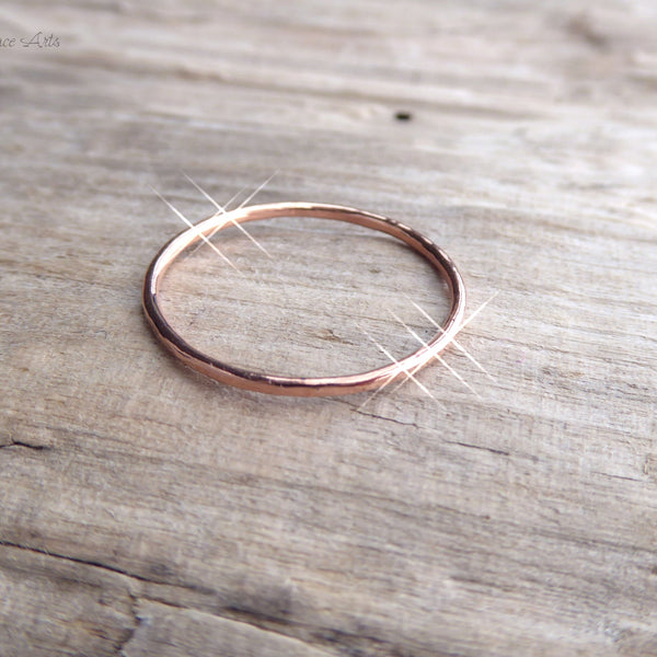 Rose Gold Rings for Women- Hammered Stacking Ring Sets