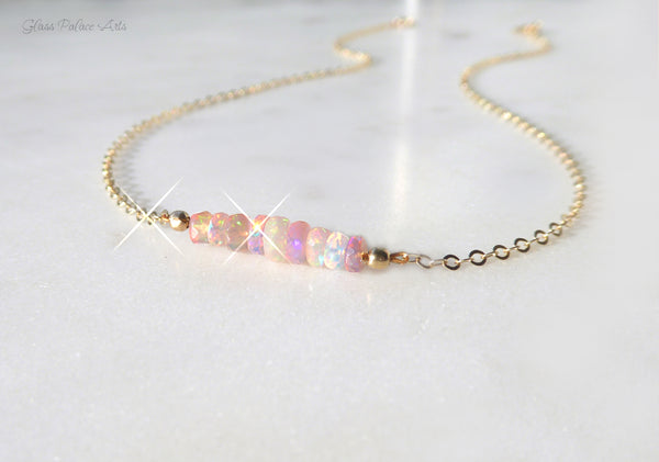 Genuine Pink Ethiopian Opal Necklace - October Birthstone Jewelry