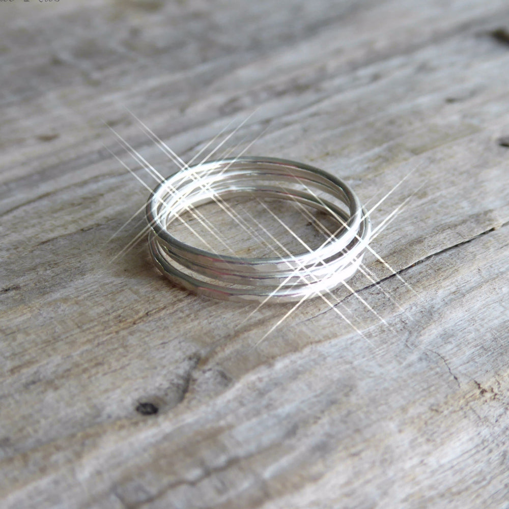 Hammered Sterling Silver Stacking Ring Set For Women - Pinky, Thumb, or Midi Rings