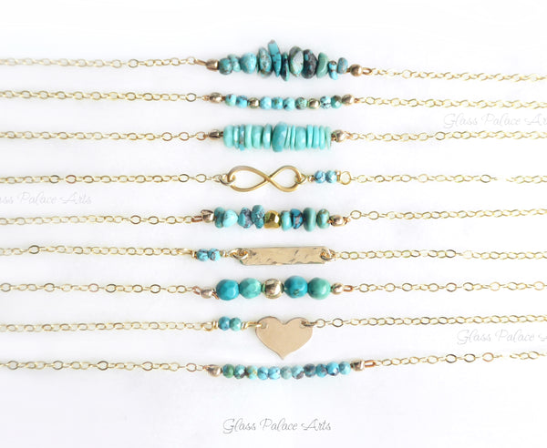 Beaded Turquoise Bar Necklace For Women