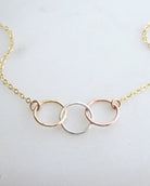 Three Circle Necklace With Mixed Metal Trio Infinity, Gold
