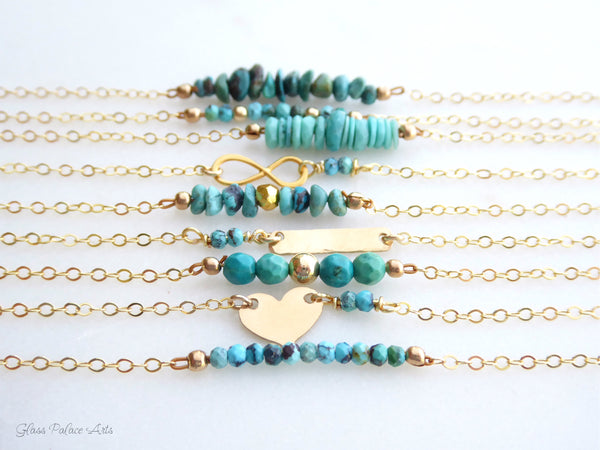Beaded Turquoise Bar Necklace For Women