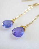Genuine Tanzanite Dangle Earrings For Women, 14k Gold Fill