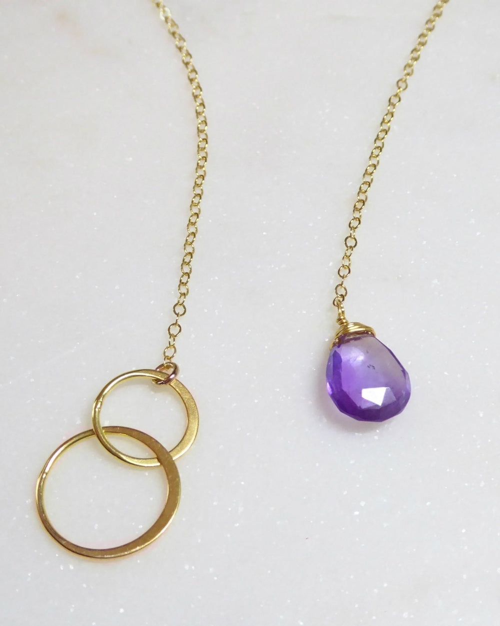 Amethyst Lariat Y Necklace For Women - No Clasp