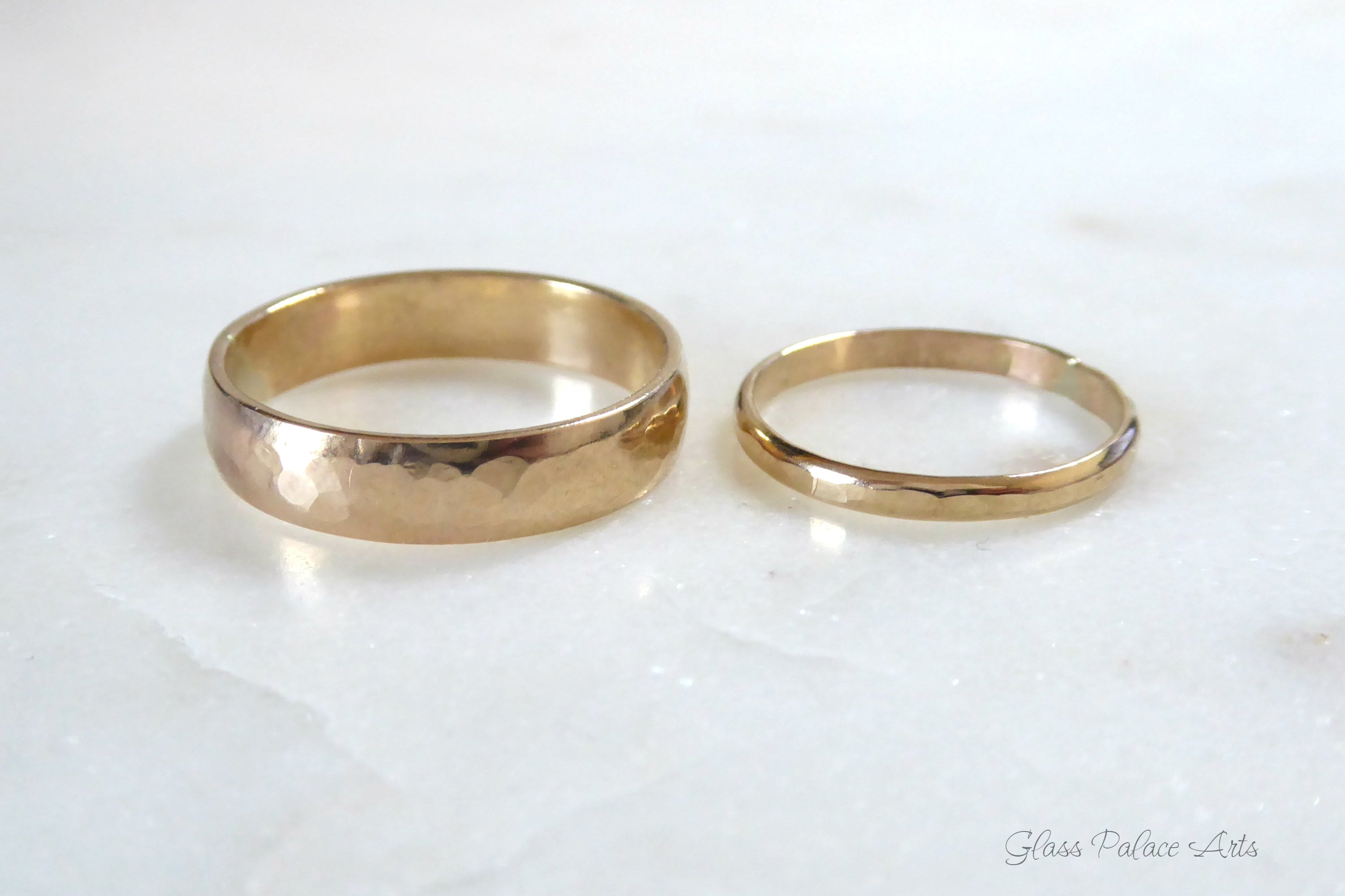His And Hers Couples Ring Set 14k Gold Fill, Matching Wedding Bands