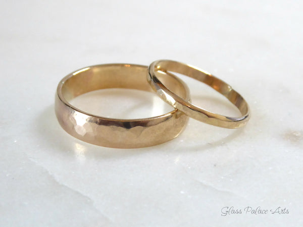 His And Hers Couples Ring Set 14k Gold Fill, Matching Wedding Bands