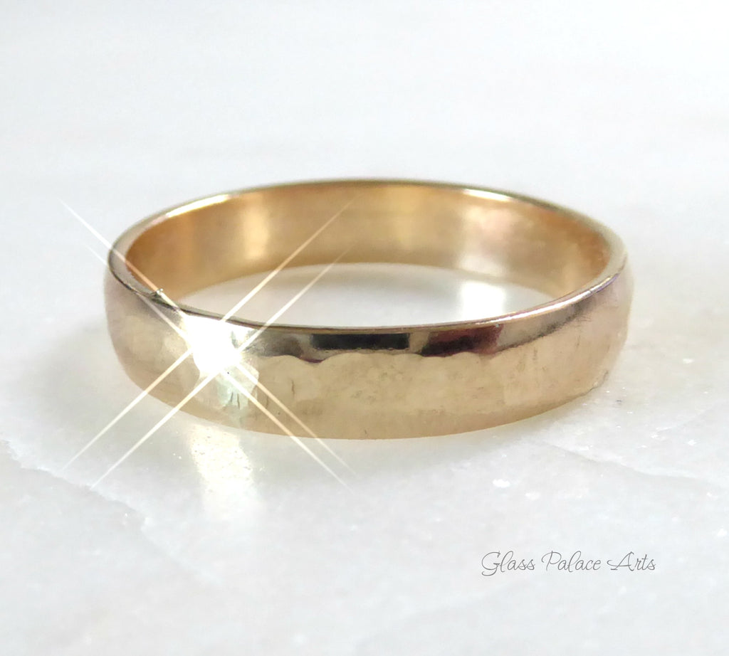 14k Gold Fill Ring - For Men or Women, Unixsex 4.5mm Hammered Band