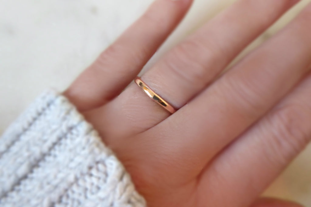 Rose Gold Gold Braided Slim Silicone Ring, Stackable Thin Band | Knot Theory