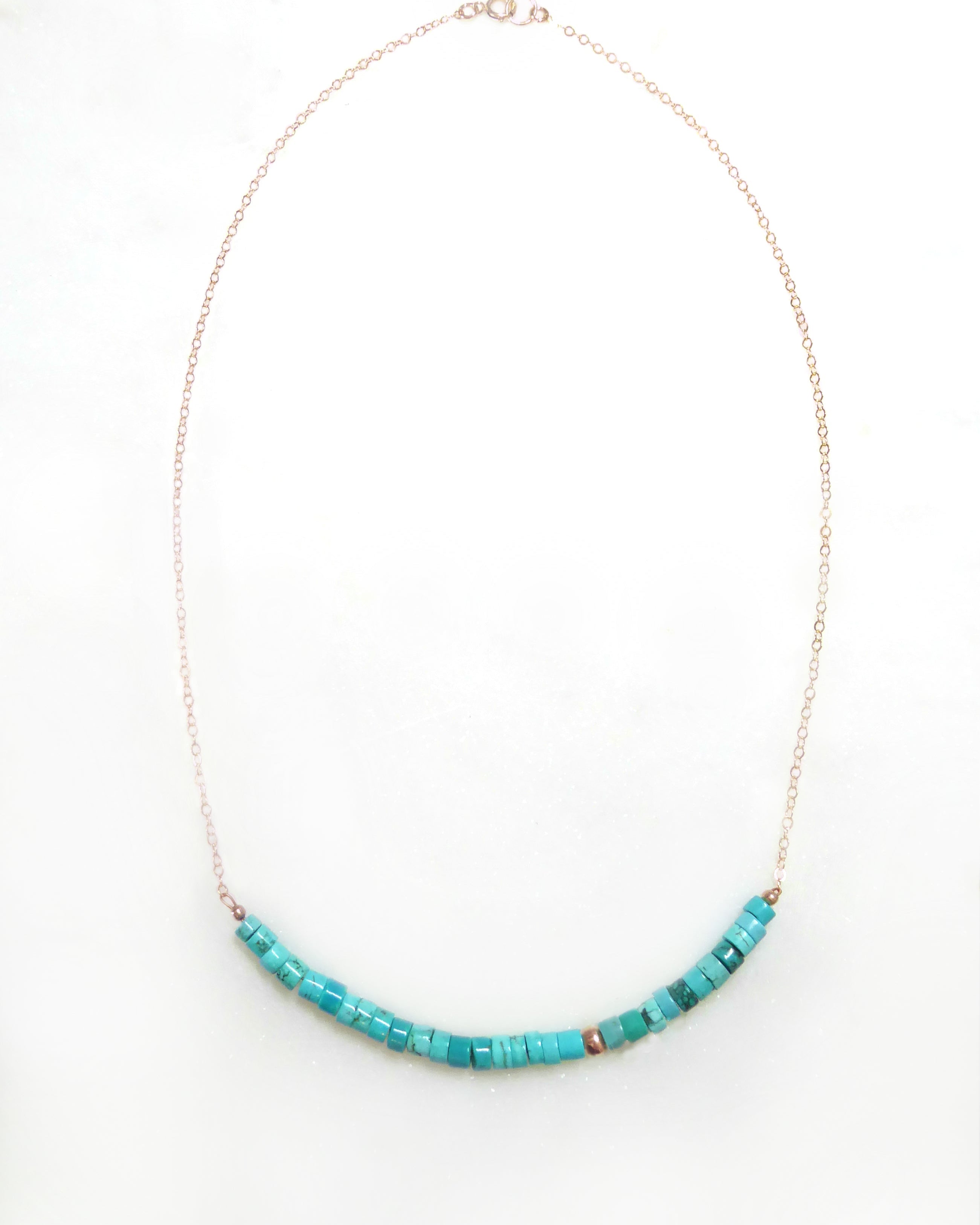 Simple Strand Beaded Turquoise Necklace For Women - Sterling Silver, 14k Gold Fill, Rose Gold