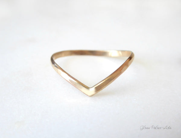 Hammered Chevron Ring For Women - 14k Gold Fill or Sterling Silver