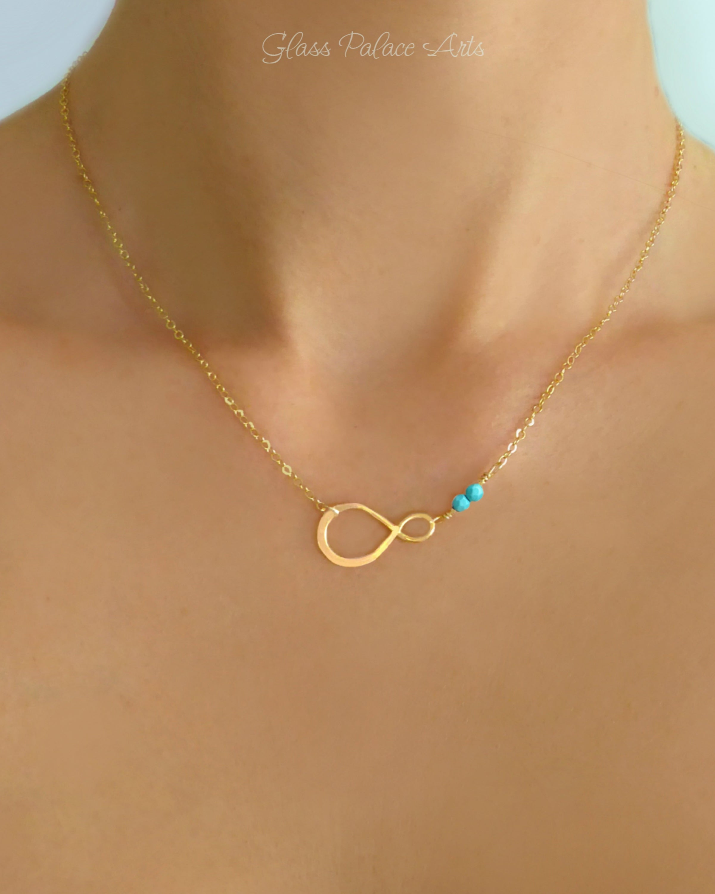 Beaded Turquoise Pendant Necklace For Women - Gold