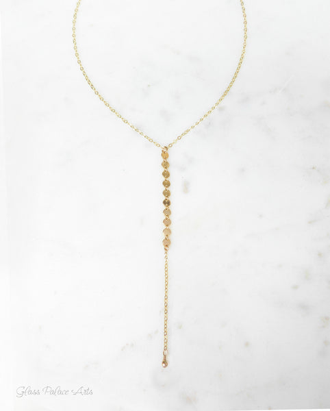 Long Chain Lariat Y Necklace For Women, Sterling Silver, Rose Gold, 14k Gold Fill