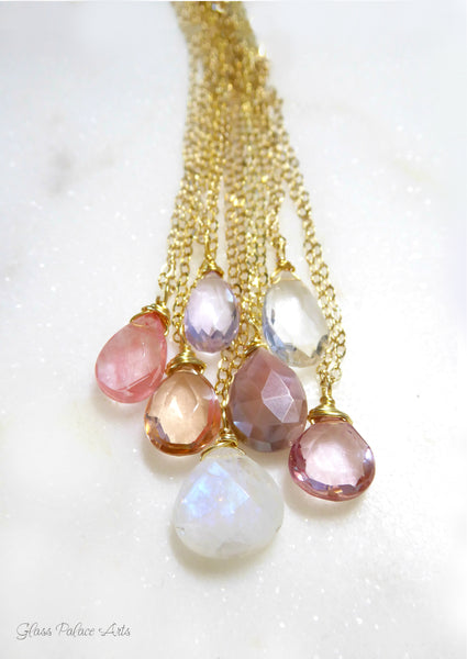 Small Gemstone Teardrop Necklace - Choose Your Gemstone!