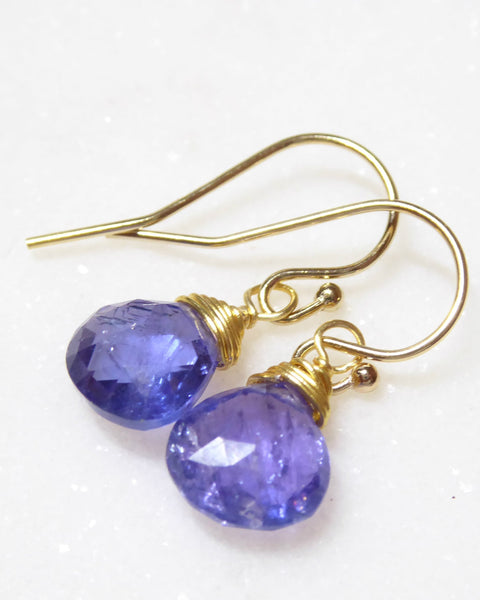 Genuine Tanzanite Teardrop Earrings With Gemstone Dangle