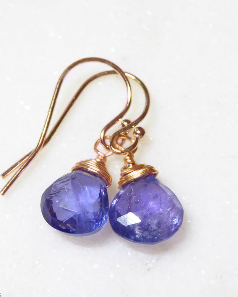 Genuine Tanzanite Teardrop Earrings With Gemstone Dangle