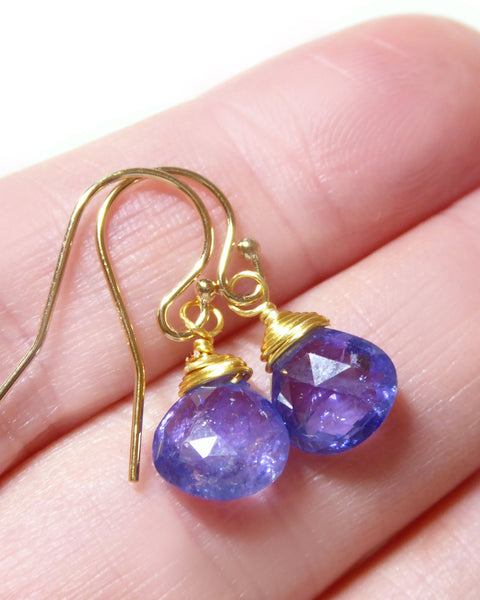 Genuine Tanzanite Teardrop Earrings With Gemstone Dangle