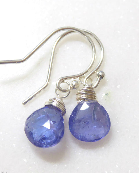 Genuine Tanzanite Teardrop Earrings With Gemstone Dangle