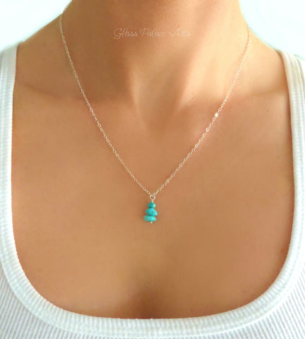 Dainty Turquoise Pendant Necklace For Women - Sterling Silver, Gold, Rose Gold