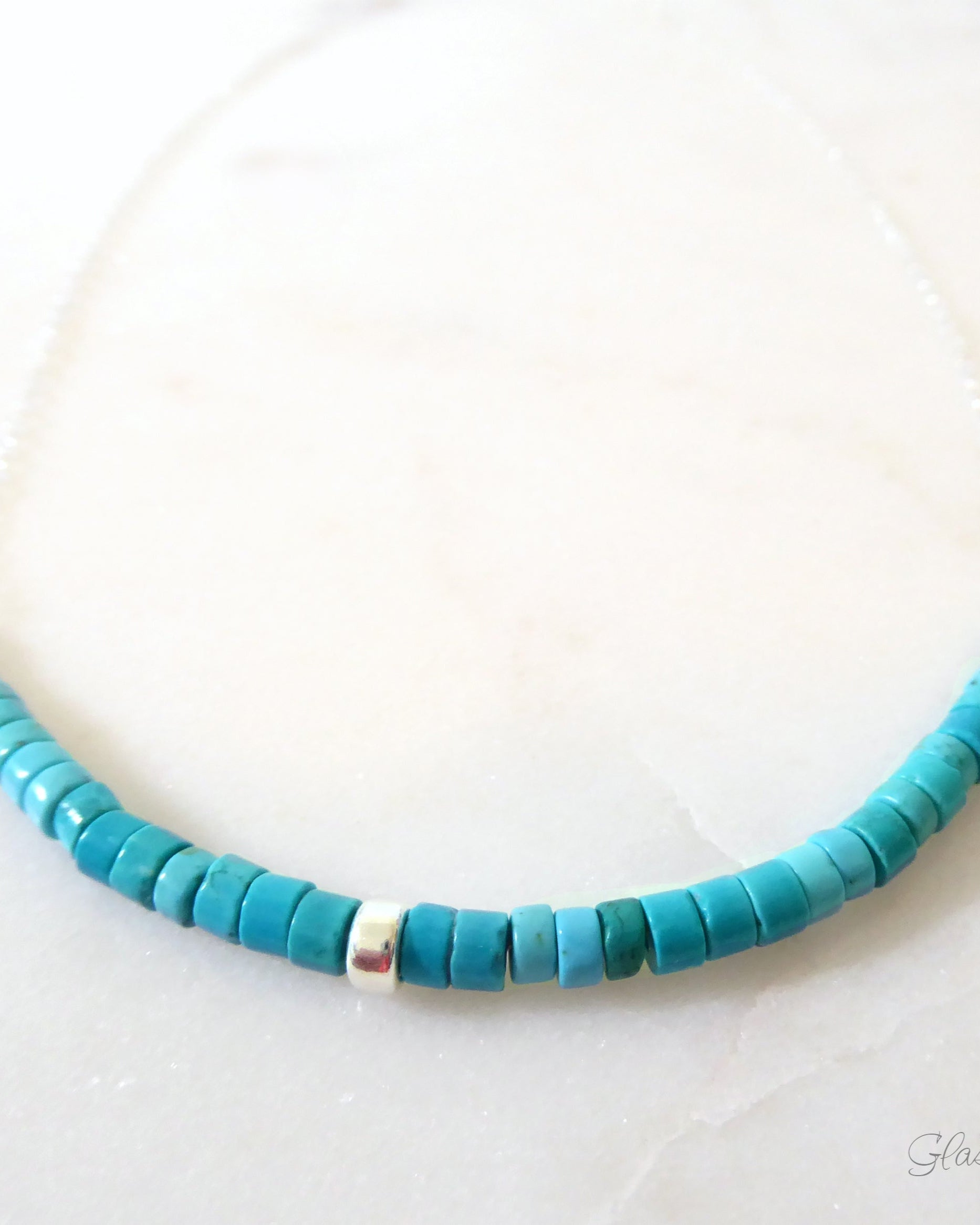 Simple Strand Beaded Turquoise Necklace For Women - Sterling Silver, 14k Gold Fill, Rose Gold