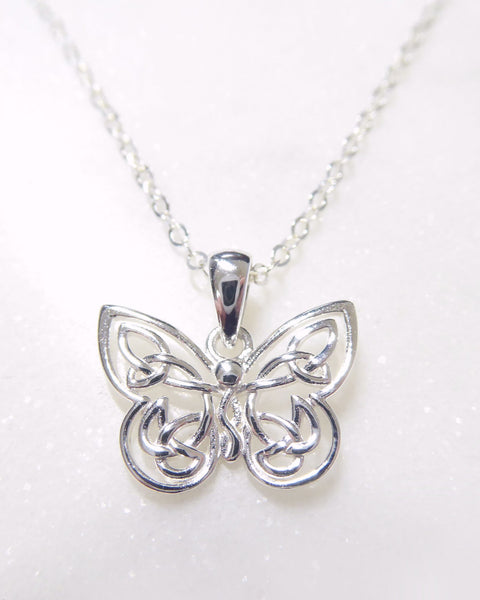 Dainty Sterling Silver Butterfly Pendant Necklace For Women