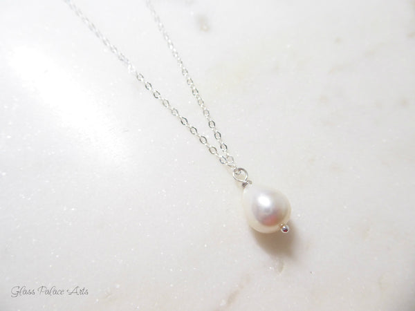 Freshwater Pearl Teardrop Necklace Rose Gold, Gold or Sterling Silver