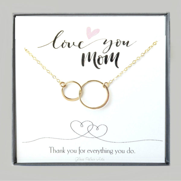 Circle Infinity Necklace Gift For Mom - Sterling Silver, Gold or Rose Gold