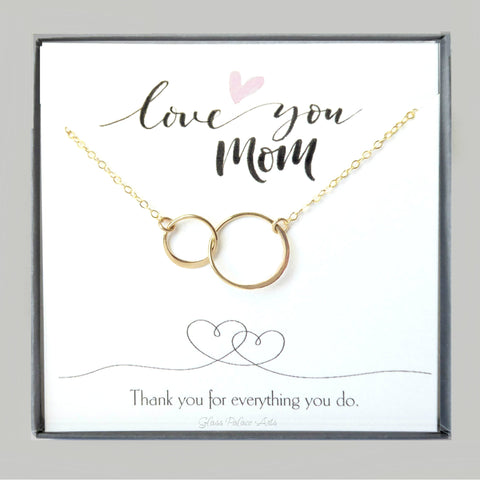 Circle Infinity Necklace Gift For Mom - Sterling Silver, Gold or Rose Gold