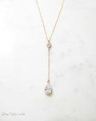 Cubic Zirconia Teardrop Necklace With Crystal Pendant