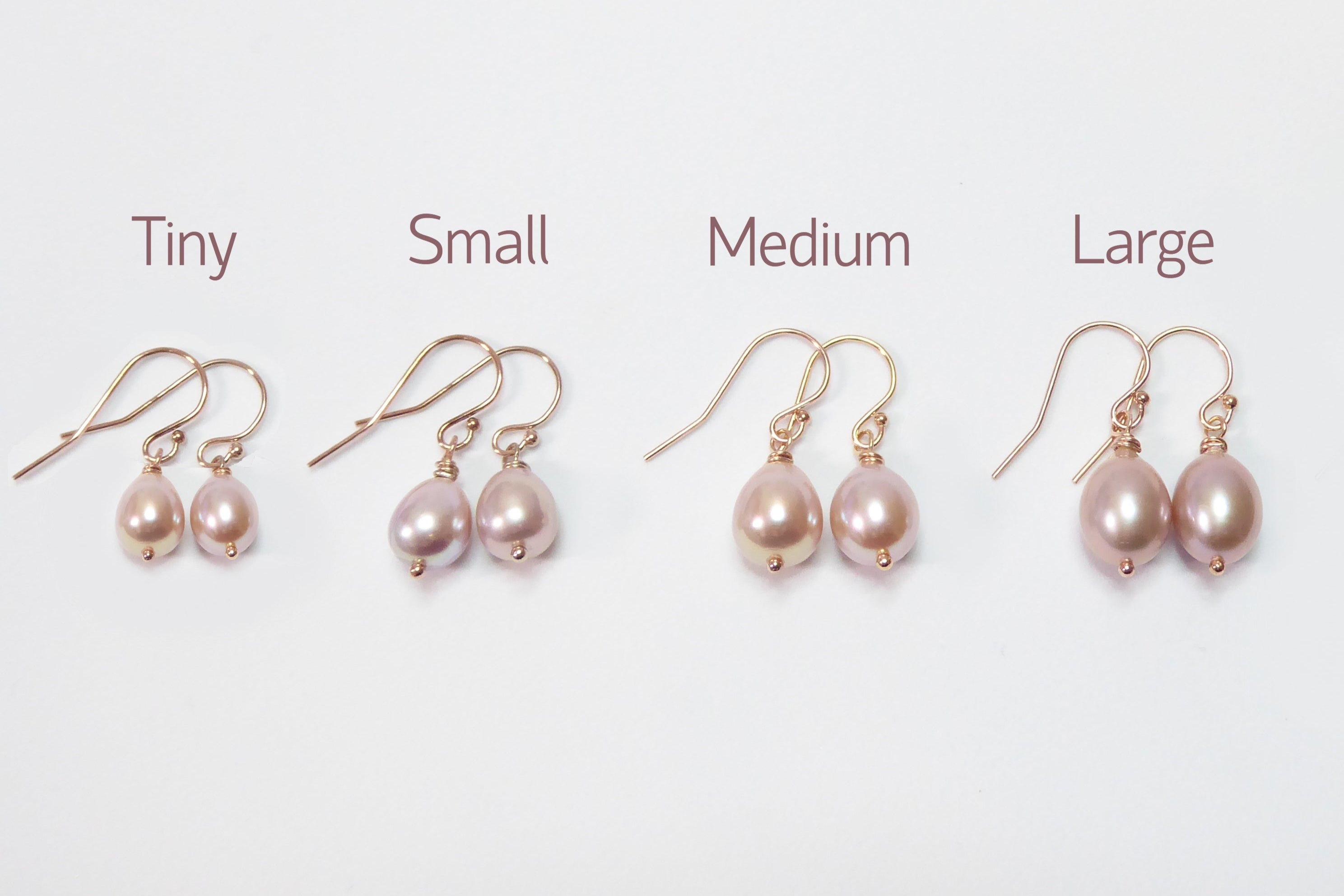 Freshwater Pearl Champagne Pink Pearl Teardrop Earrings - Sterling Silver, Gold or Rose Gold