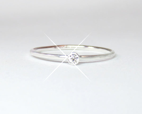 Small Cubic Zirconia Solitare Ring For Women - 14k Gold Fill, Rose Gold or Sterling Silver