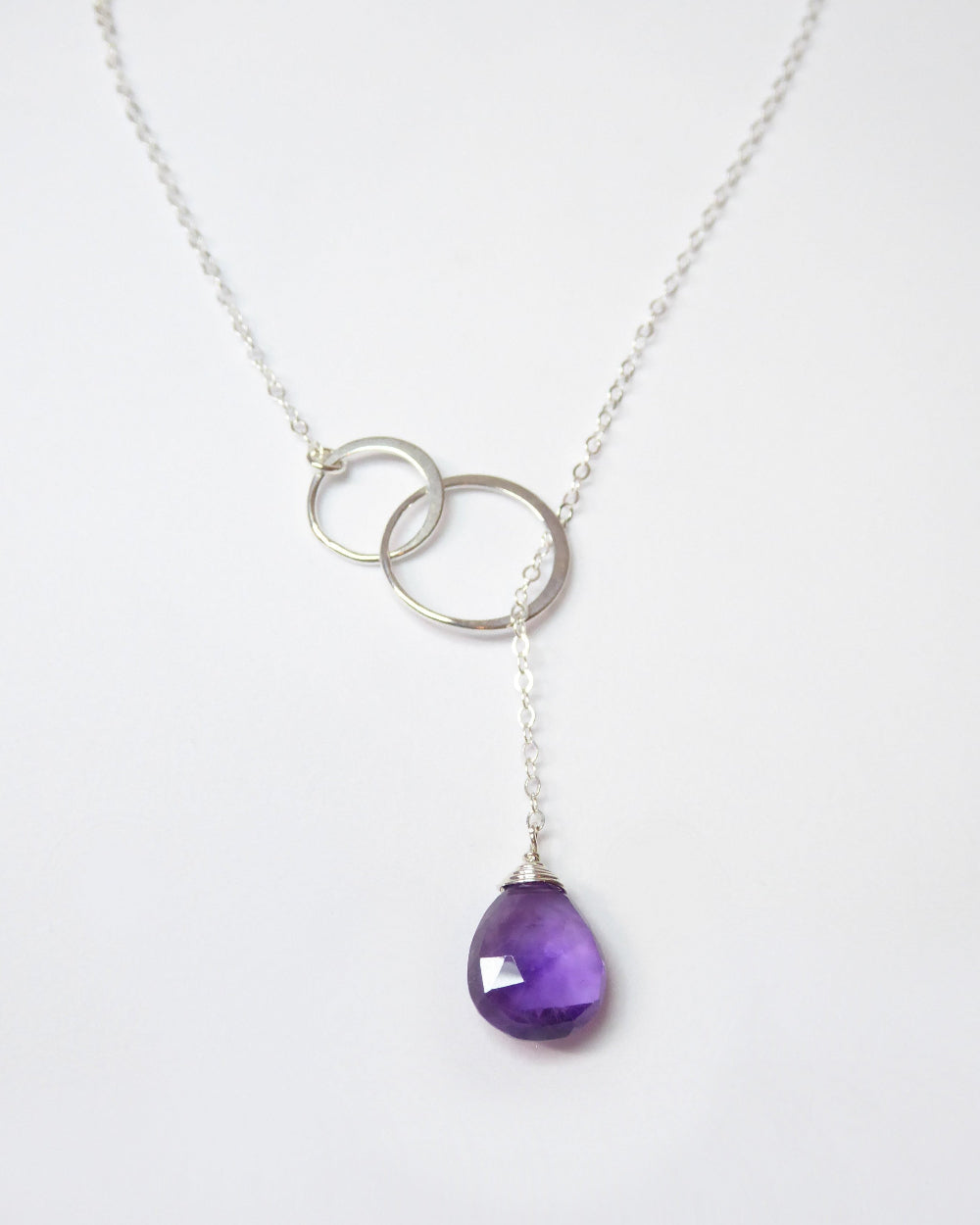Amethyst Lariat Y Necklace For Women - No Clasp