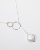 Freshwater Pearl Lariat Necklace With Infinity Circles
