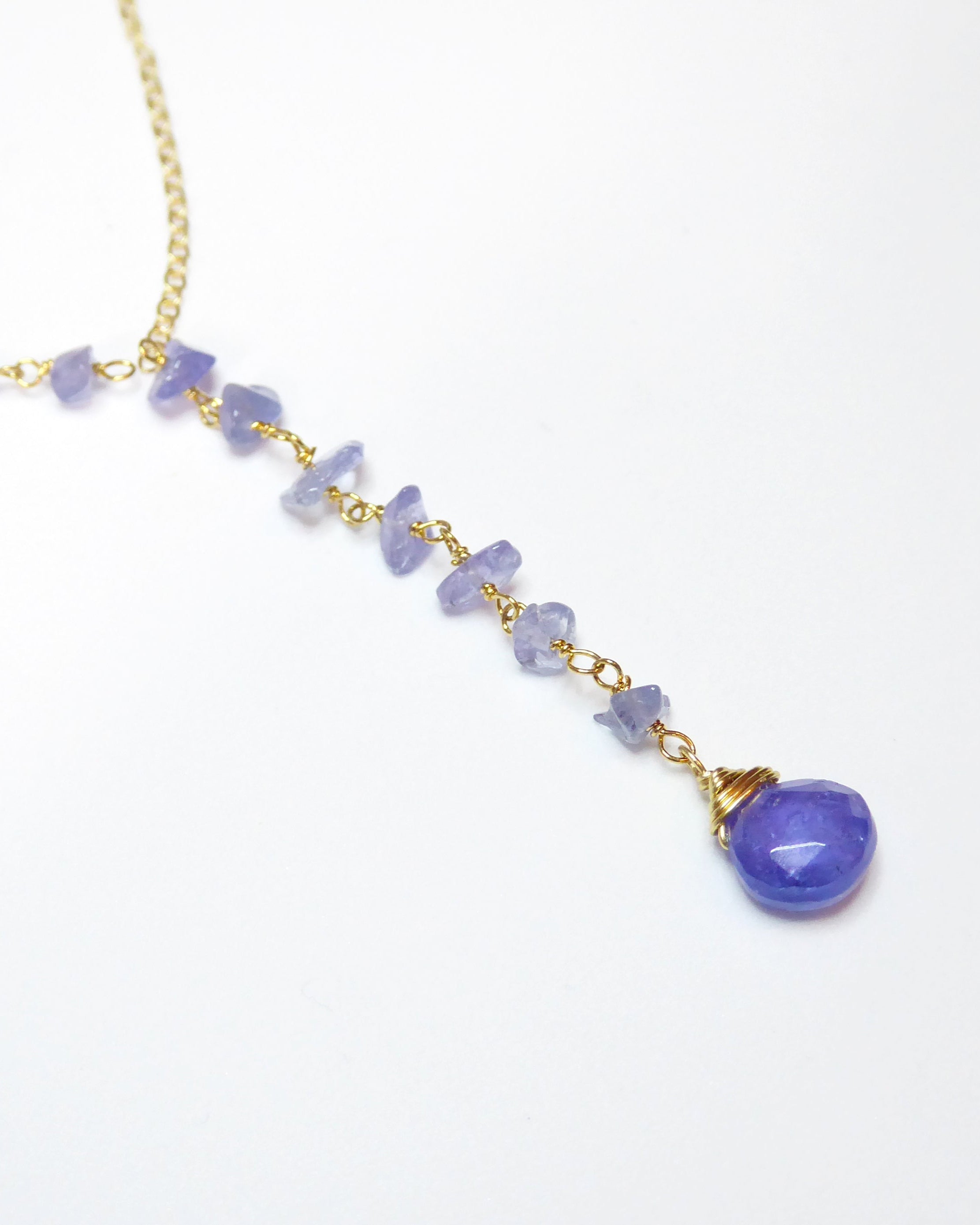 Tanzanite Necklace With Beaded Gemstone Chain