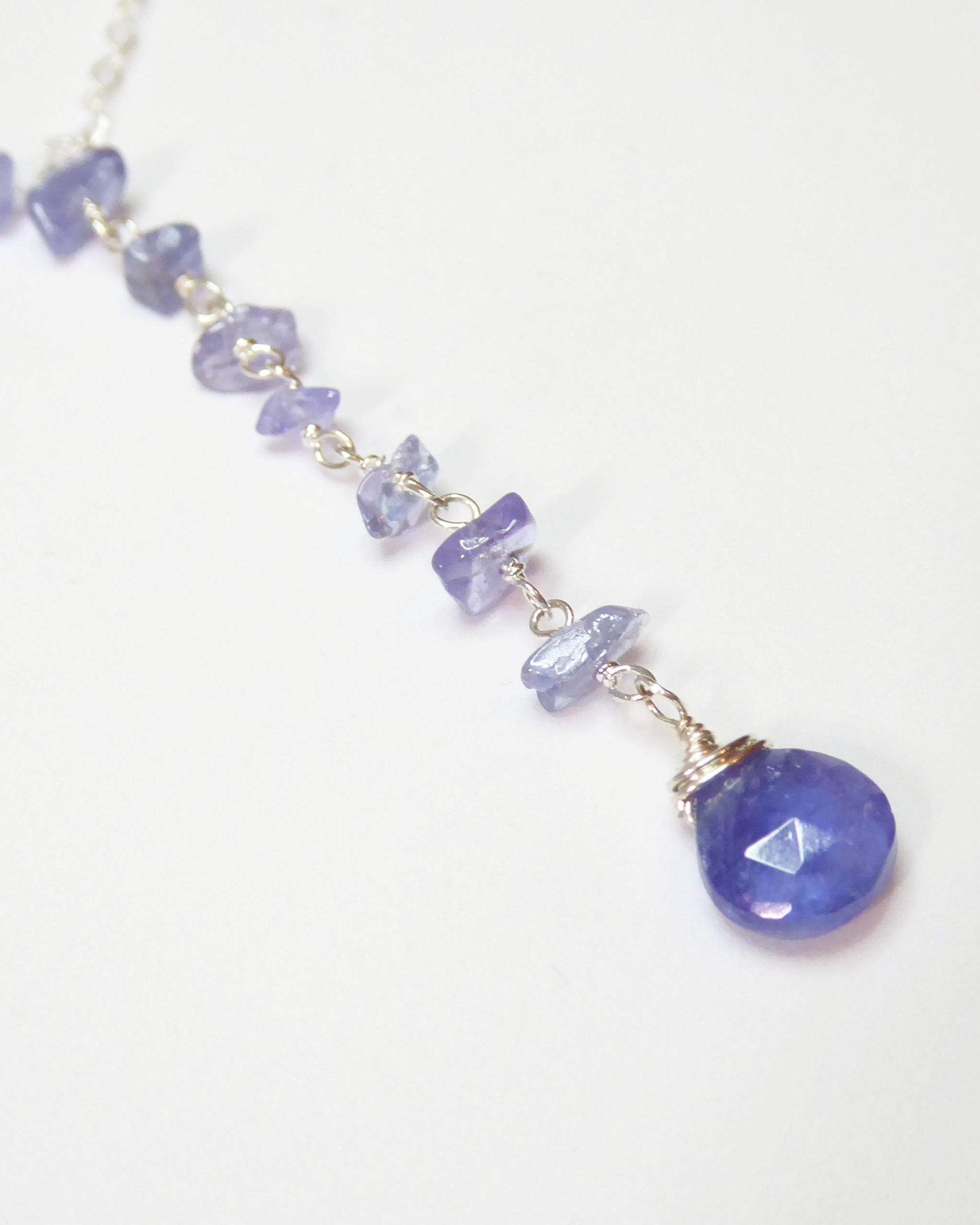Tanzanite Necklace With Beaded Gemstone Chain