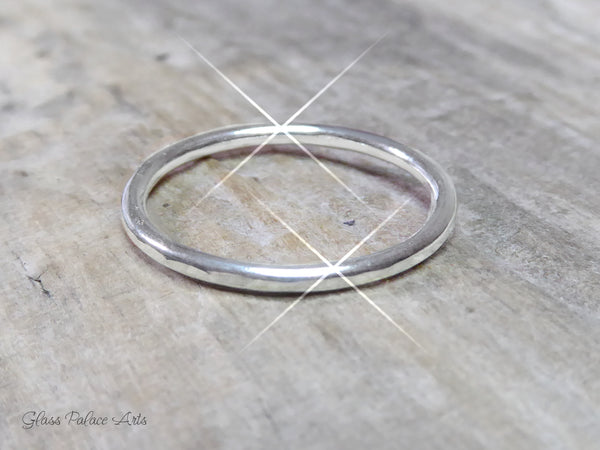 Mixed Metal Three Ring Stacking Set For Women - Hammered Sterling Silver, 14k Gold Fill, Rose Gold Fill
