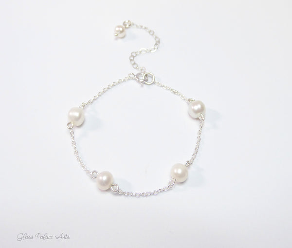 Adjustable Freshwater Pearl Bracelet For Women - Sterling Silver