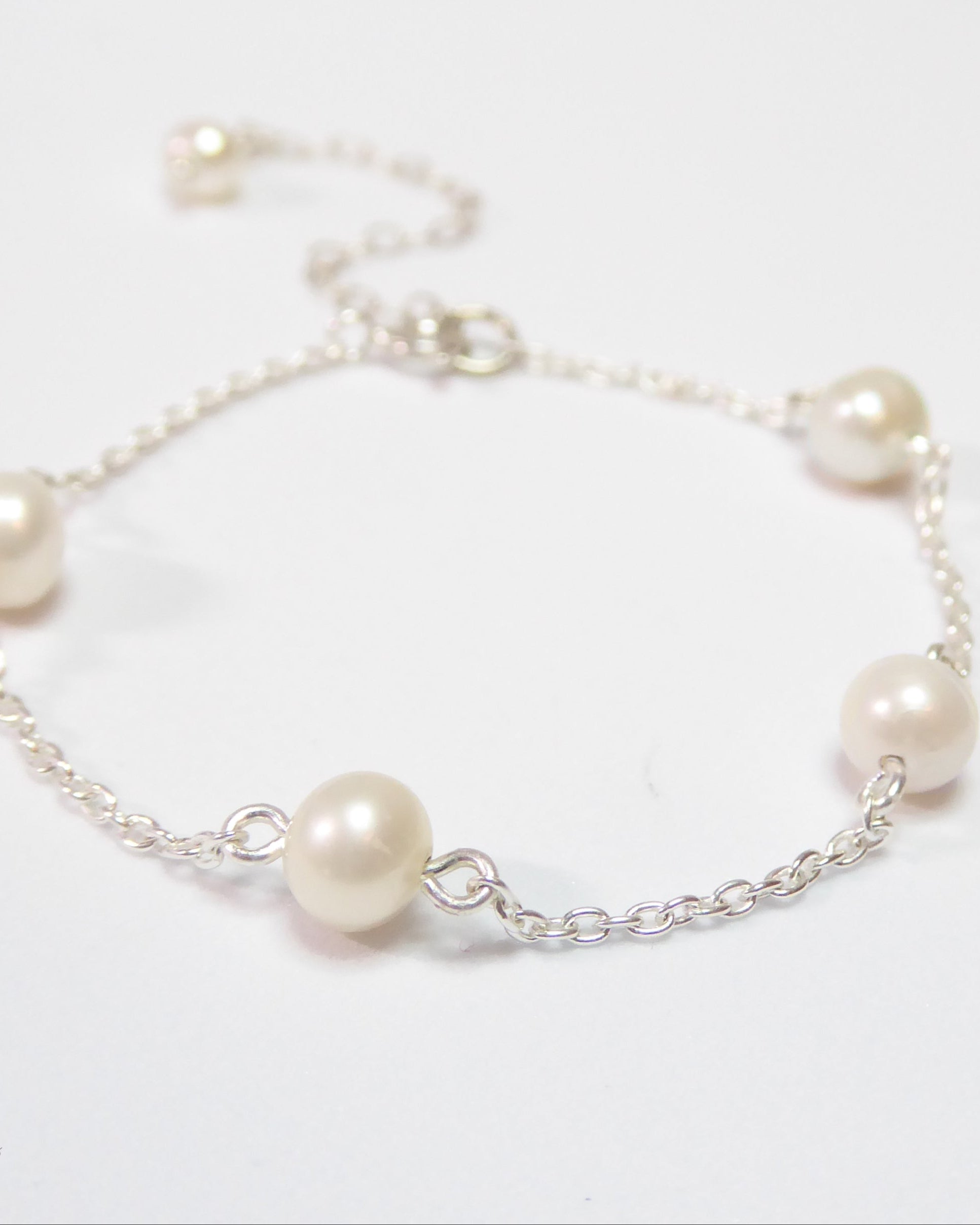 Sterling Silver Freshwater Pearl Bracelet For Women - Adjustable Length